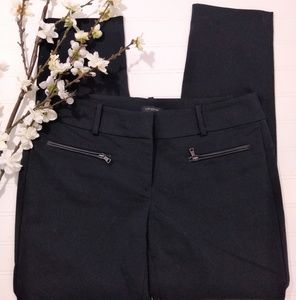 Ann Taylor Black Skinny Crops w Leather Trim